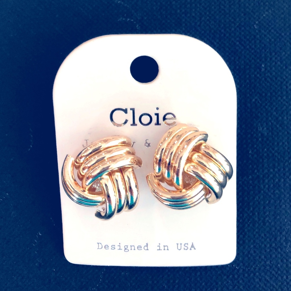 Love Knot Gold Tone Earrings Exceptional Quality